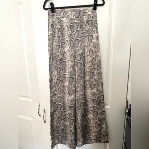 Wide leg satin snake print pants